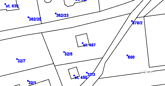 Parcela st. 487 v KÚ Chocerady, Katastrální mapa