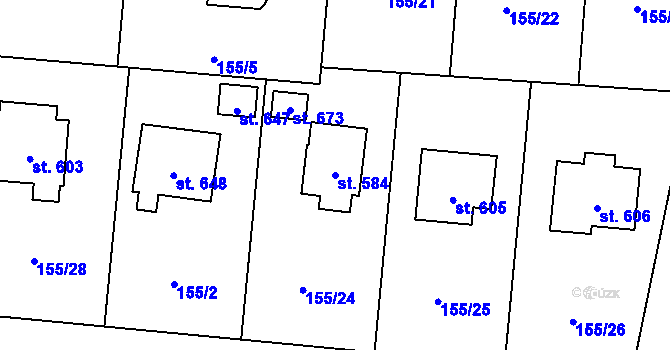 Parcela st. 584 v KÚ Chocerady, Katastrální mapa