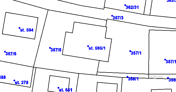 Parcela st. 595/1 v KÚ Chocerady, Katastrální mapa