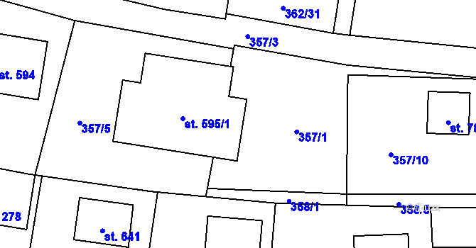 Parcela st. 595/2 v KÚ Chocerady, Katastrální mapa