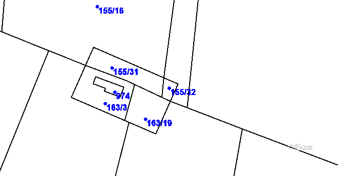 Parcela st. 155/32 v KÚ Chocerady, Katastrální mapa