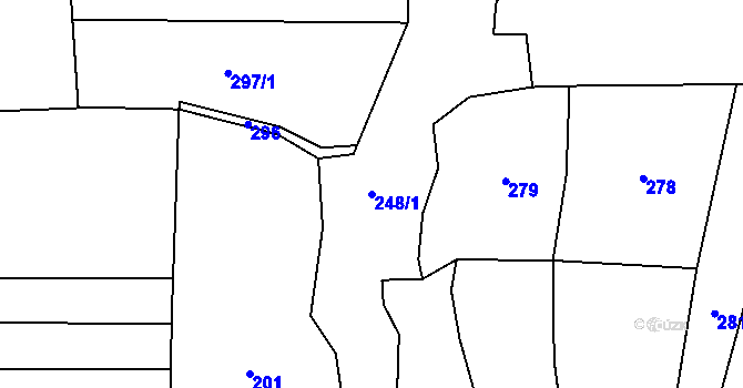 Parcela st. 248/1 v KÚ Chocerady, Katastrální mapa