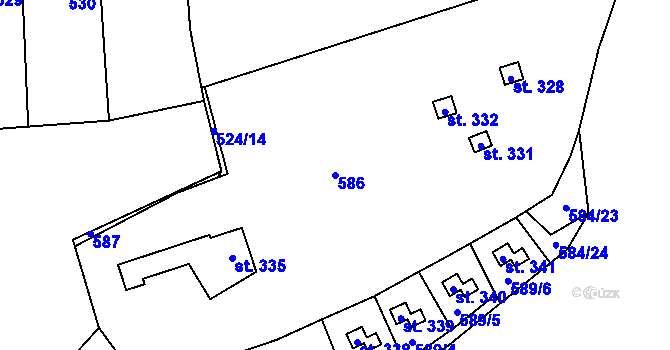 Parcela st. 586 v KÚ Chocerady, Katastrální mapa