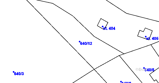 Parcela st. 640/12 v KÚ Chocerady, Katastrální mapa