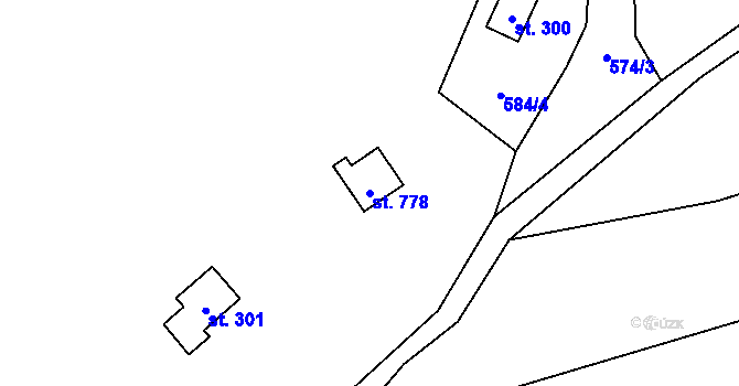 Parcela st. 778 v KÚ Chocerady, Katastrální mapa