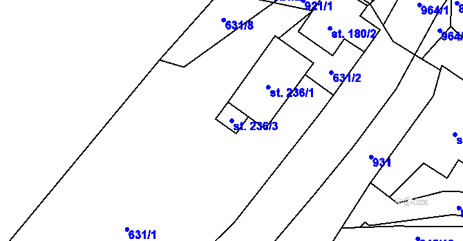 Parcela st. 236/3 v KÚ Chocerady, Katastrální mapa