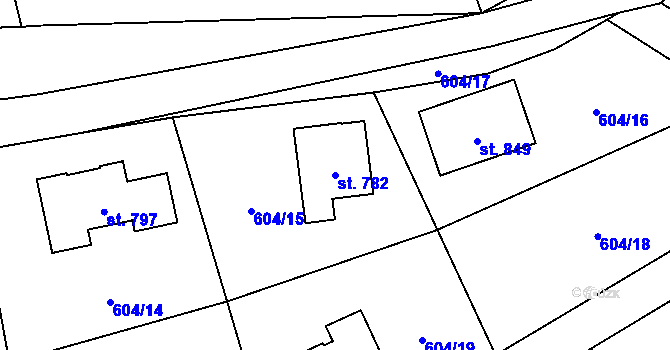Parcela st. 782 v KÚ Chocerady, Katastrální mapa