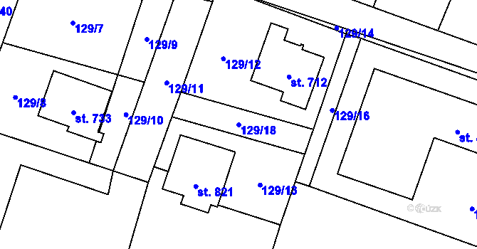 Parcela st. 129/18 v KÚ Chocerady, Katastrální mapa