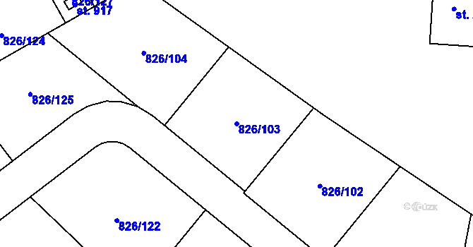 Parcela st. 826/103 v KÚ Chocerady, Katastrální mapa