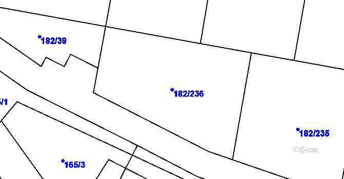 Parcela st. 182/236 v KÚ Chocerady, Katastrální mapa