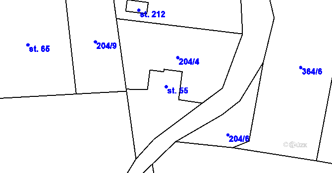 Parcela st. 55 v KÚ Samechov, Katastrální mapa