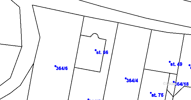 Parcela st. 66 v KÚ Samechov, Katastrální mapa