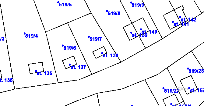 Parcela st. 138 v KÚ Samechov, Katastrální mapa