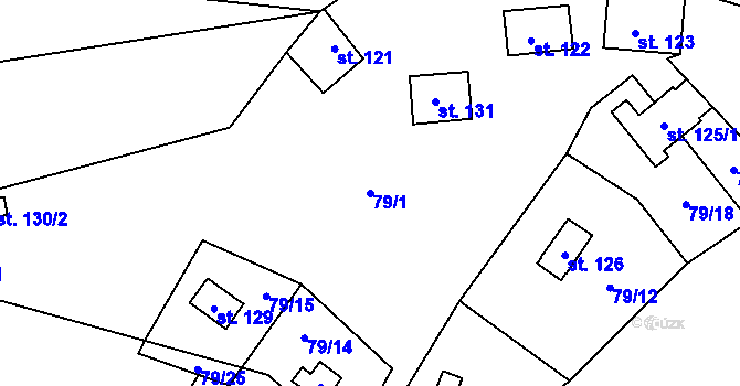 Parcela st. 79/1 v KÚ Samechov, Katastrální mapa