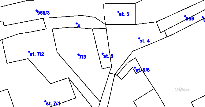 Parcela st. 5 v KÚ Vestec u Chocerad, Katastrální mapa
