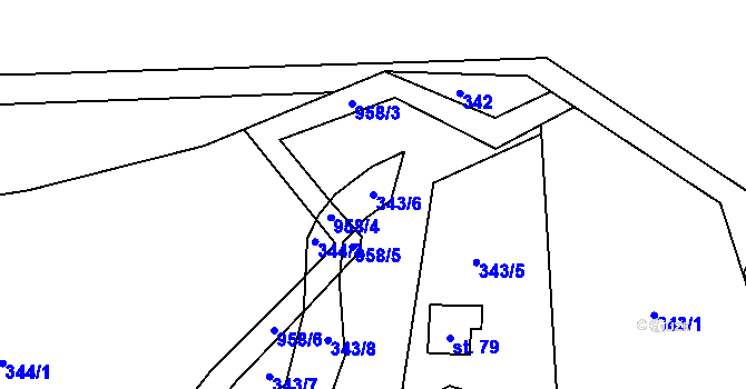 Parcela st. 343/6 v KÚ Vestec u Chocerad, Katastrální mapa