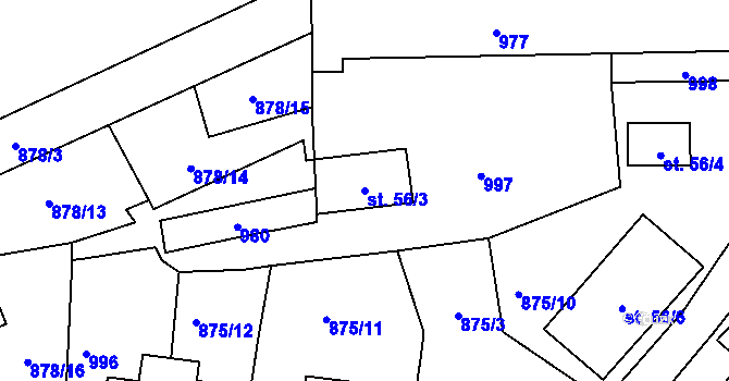 Parcela st. 56/3 v KÚ Vlkovec, Katastrální mapa