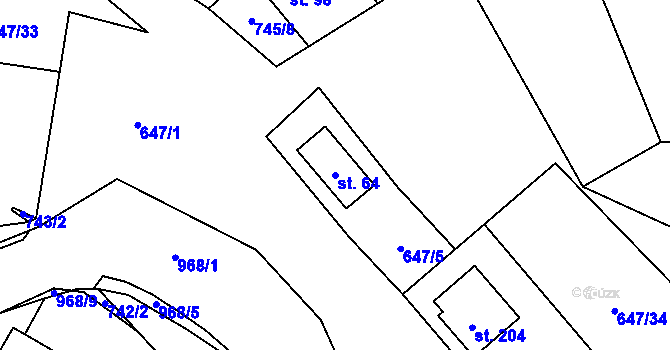 Parcela st. 64 v KÚ Vlkovec, Katastrální mapa