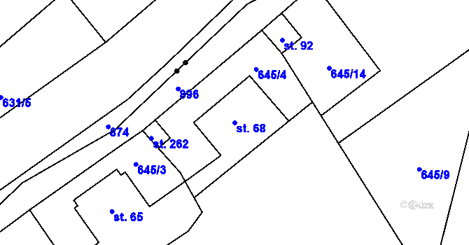 Parcela st. 68 v KÚ Vlkovec, Katastrální mapa