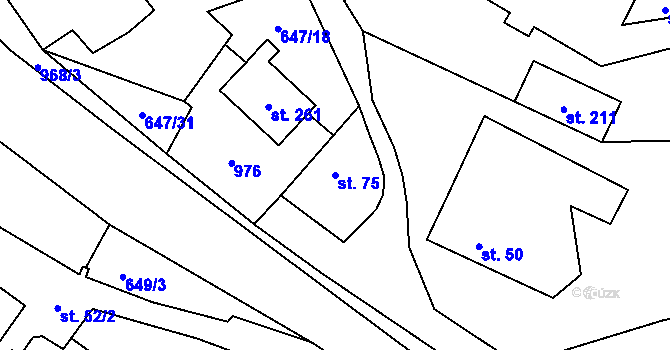 Parcela st. 75 v KÚ Vlkovec, Katastrální mapa
