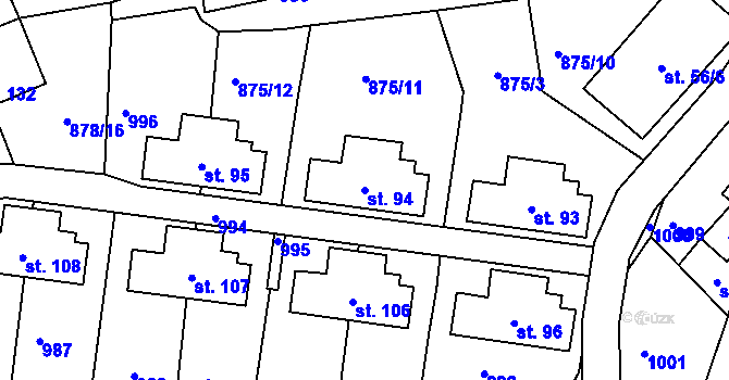 Parcela st. 94 v KÚ Vlkovec, Katastrální mapa