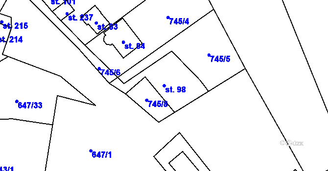 Parcela st. 98 v KÚ Vlkovec, Katastrální mapa