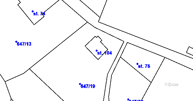 Parcela st. 104 v KÚ Vlkovec, Katastrální mapa