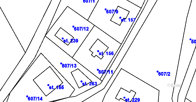 Parcela st. 156 v KÚ Vlkovec, Katastrální mapa