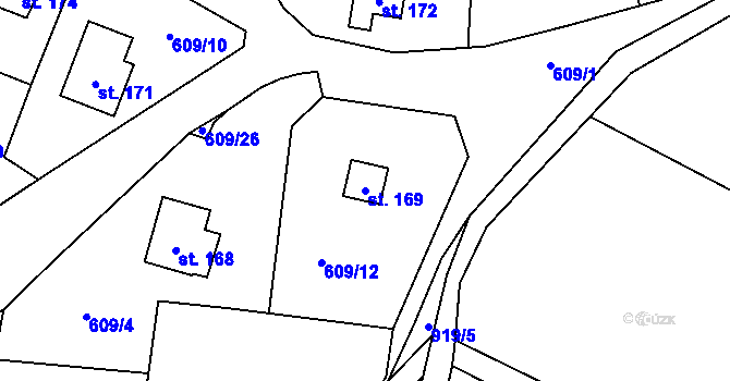 Parcela st. 169 v KÚ Vlkovec, Katastrální mapa
