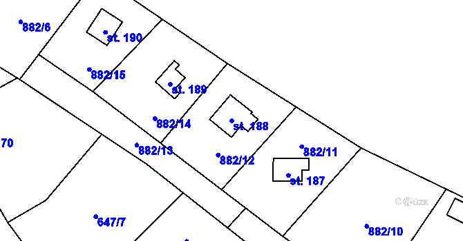 Parcela st. 188 v KÚ Vlkovec, Katastrální mapa