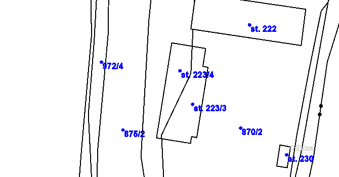 Parcela st. 223 v KÚ Vlkovec, Katastrální mapa
