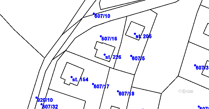 Parcela st. 226 v KÚ Vlkovec, Katastrální mapa