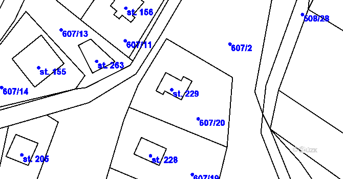 Parcela st. 229 v KÚ Vlkovec, Katastrální mapa