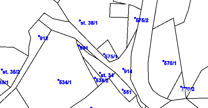 Parcela st. 575/1 v KÚ Vlkovec, Katastrální mapa