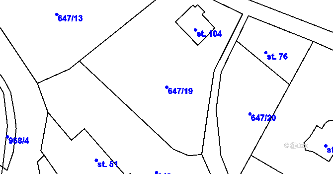 Parcela st. 647/19 v KÚ Vlkovec, Katastrální mapa