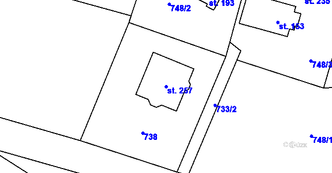 Parcela st. 257 v KÚ Vlkovec, Katastrální mapa