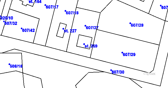 Parcela st. 259 v KÚ Vlkovec, Katastrální mapa