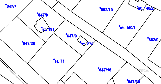 Parcela st. 278 v KÚ Vlkovec, Katastrální mapa