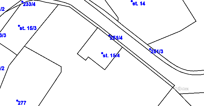 Parcela st. 15/4 v KÚ Chocnějovice, Katastrální mapa