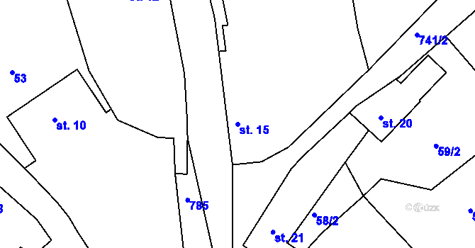 Parcela st. 15 v KÚ Chocomyšl, Katastrální mapa