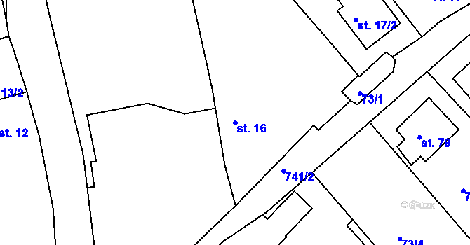 Parcela st. 16 v KÚ Chocomyšl, Katastrální mapa