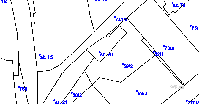 Parcela st. 20 v KÚ Chocomyšl, Katastrální mapa