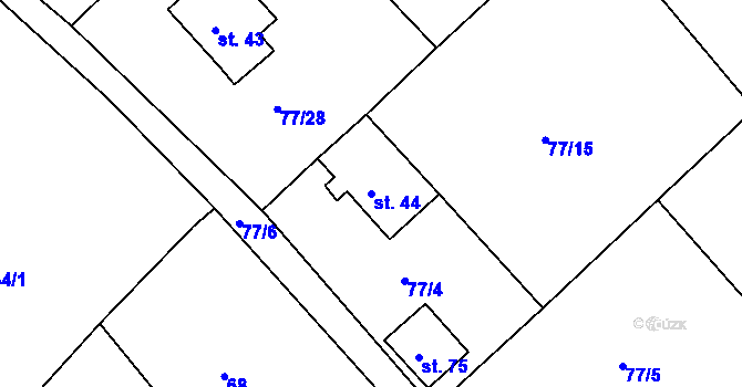 Parcela st. 44 v KÚ Chocomyšl, Katastrální mapa