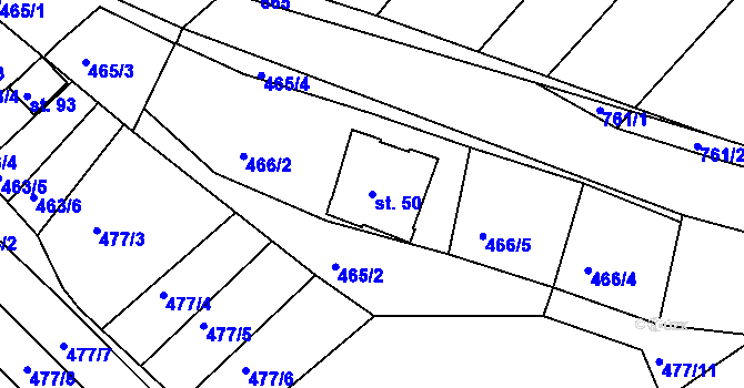 Parcela st. 50 v KÚ Chocomyšl, Katastrální mapa