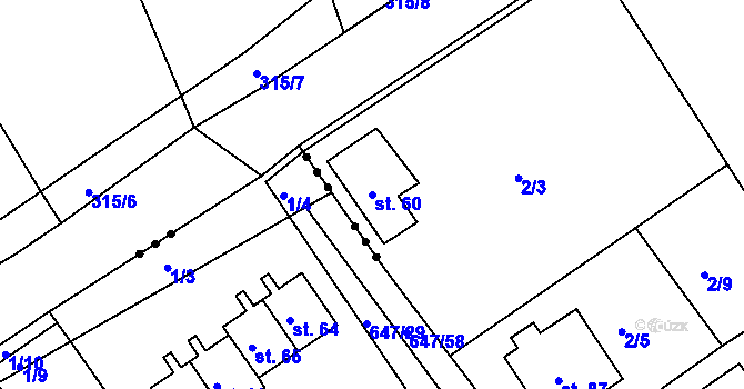Parcela st. 60 v KÚ Chocomyšl, Katastrální mapa