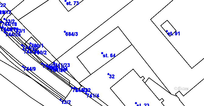 Parcela st. 64 v KÚ Chocomyšl, Katastrální mapa