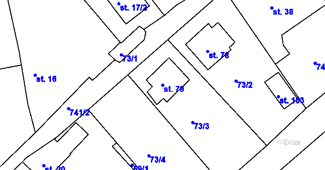 Parcela st. 79 v KÚ Chocomyšl, Katastrální mapa