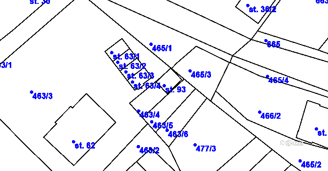 Parcela st. 93 v KÚ Chocomyšl, Katastrální mapa