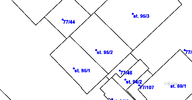 Parcela st. 95/2 v KÚ Chocomyšl, Katastrální mapa