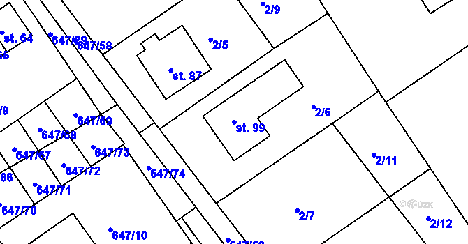Parcela st. 99 v KÚ Chocomyšl, Katastrální mapa